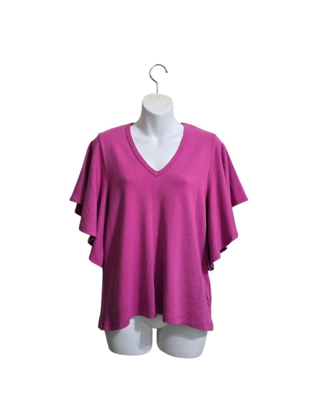Karen Kane Boardwalk Flutter Sleeve Top In Tulip Sz XL NWT